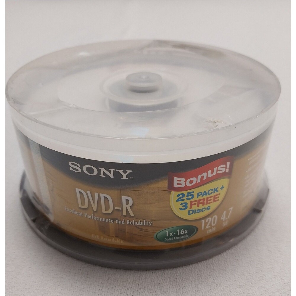 SONY DVD-R 25 Pack 4.7GB 1x-16x 120min AccuCore NEW Factory Sealed